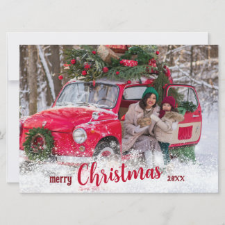 Tarjeta navideña personalizada Merry con foto