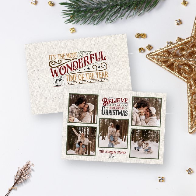 Tarjeta navideña personalizada Merry con fotos (Subido por el creador)