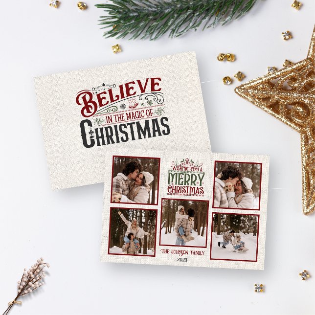 Tarjeta navideña personalizada Merry con fotos (Subido por el creador)