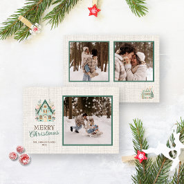 Tarjeta navideña personalizada Merry con fotos