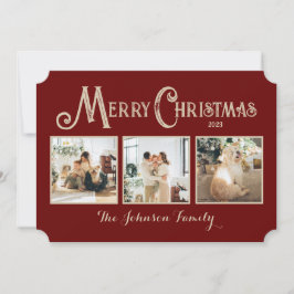 Tarjeta navideña personalizada Merry con fotos