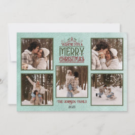 Tarjeta navideña personalizada Merry con fotos