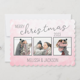 Tarjeta navideña personalizada Merry con fotos