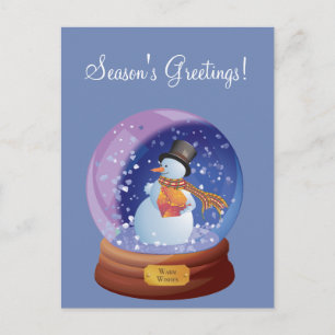 Tarjeta navideña Personalizado Blue Winter Snowglo