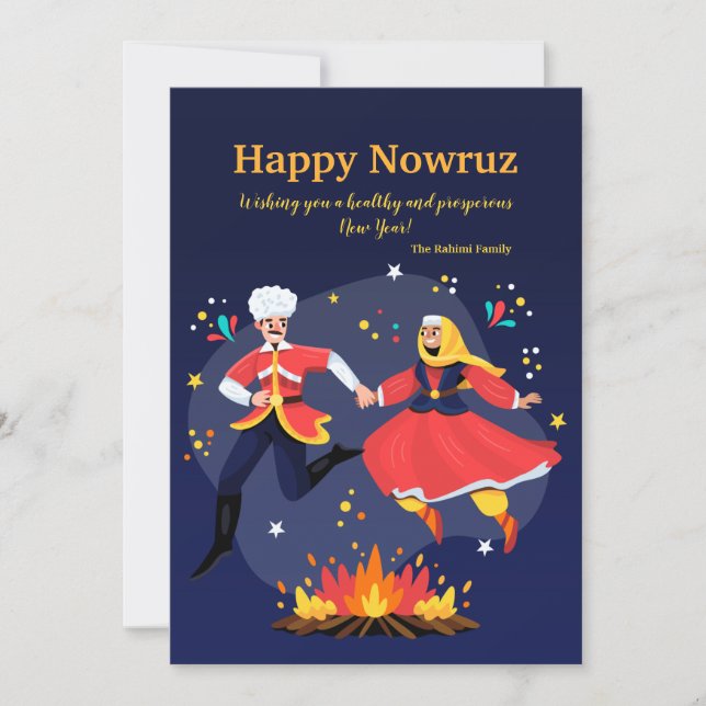 Tarjeta navideña plana Happy Nowruz (Anverso)