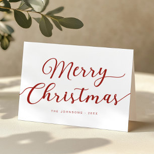 Tarjeta navideña plegada de navidad con escritura