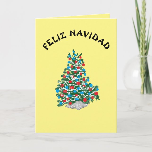 Tarjeta navideña plegada :Feliz Navidad / Feliz Na (Anverso)