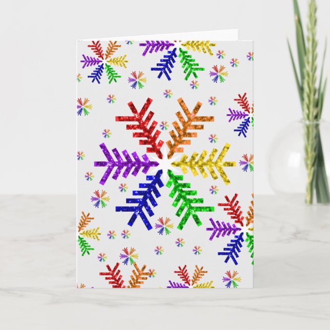 Tarjeta navideña Rainbow Christmas Tree Snflake Ho (Anverso)