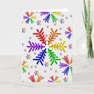 Tarjeta navideña Rainbow Christmas Tree Snflake Ho