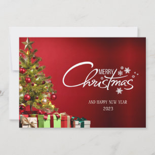 Tarjeta navideña Red Modern Merry