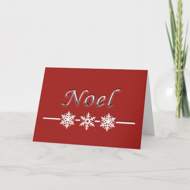 Tarjeta navideña Red Noel Snowflakes para navidade (Anverso)