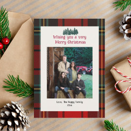 Tarjeta navideña RedTartan Plaid Photo Merry