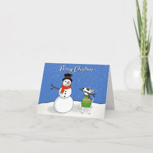 Tarjeta navideña Rex and Snowman Merry