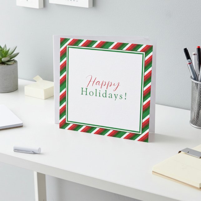 Tarjeta navideña roja, verde y blanca con logotipo (Professional Christmas Cards, personalized for small business)