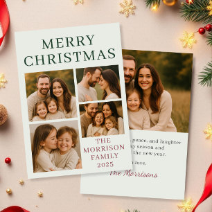Tarjeta navideña Sage Green Merry Christmas Photo 