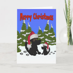 Tarjeta navideña Santa Dogs Merry