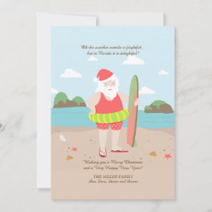 Tarjeta navideña Santa en Paradise