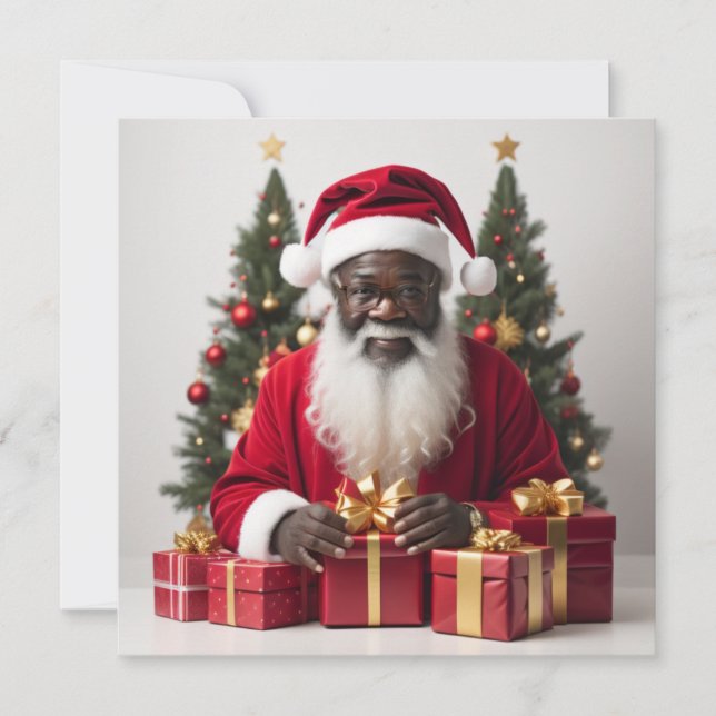 Tarjeta navideña santa negra para navidades (Anverso)