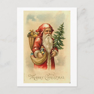 Tarjeta navideña Santa, Tree y Toys Merry