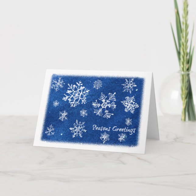 Tarjeta navideña Snowflakes Night (Anverso)