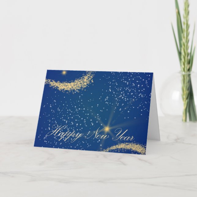 Tarjeta navideña Stars Happy New Year (Anverso)