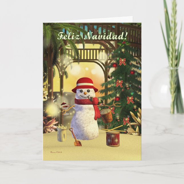 Tarjeta navideña trópica de navidad navideña feliz (Anverso)