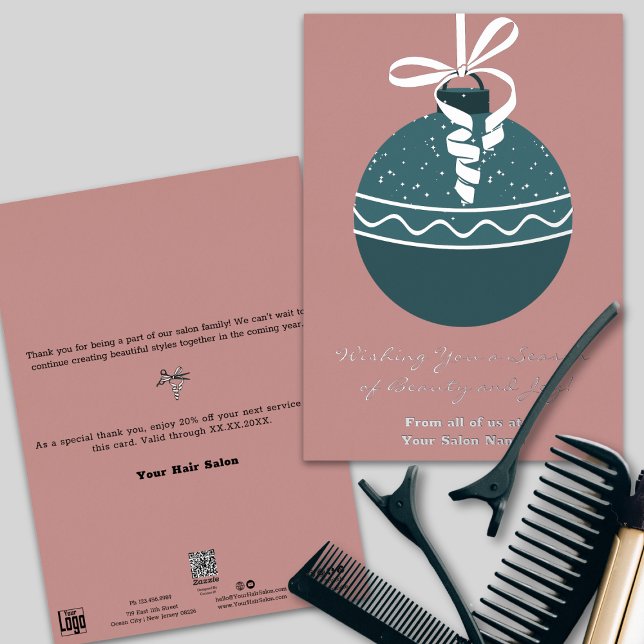 Tarjeta navideña verde azulada de vacaciones en Re (Teal Christmas Tree Bauble Foil Holiday Card)