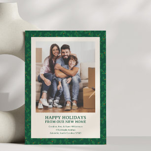 Tarjeta Navideña Verde Festiva Nueva Casa Familia