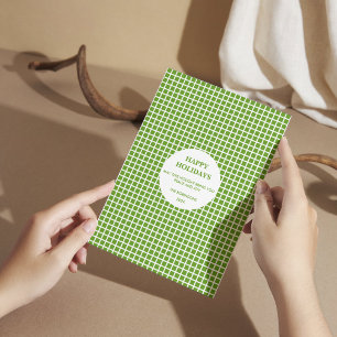 Tarjeta navideña verde y blanca