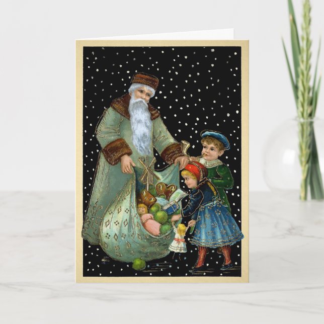 Tarjeta navideña victoriana de nieve (Anverso)