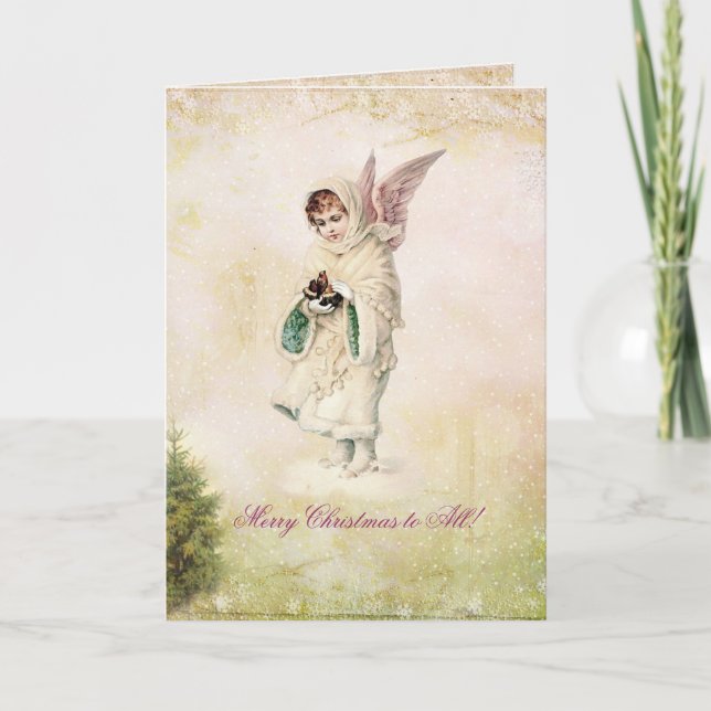Tarjeta navideña victoriana vintage (Anverso)