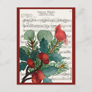 Tarjeta navideña vintage de Navidad Cardinal Music