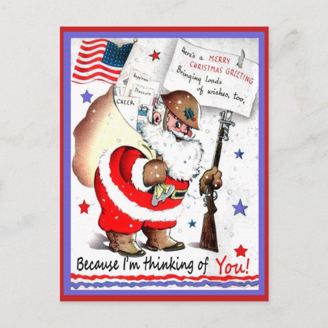 Tarjeta navideña Vintage Military Merry (Anverso)