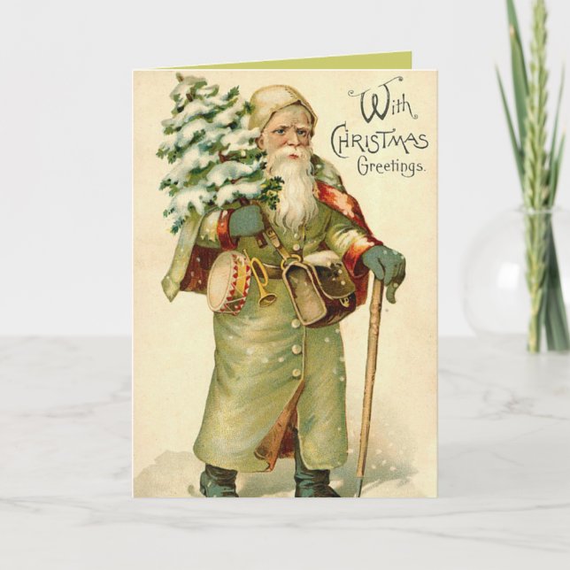 Tarjeta navideña vintage Santa (Anverso)