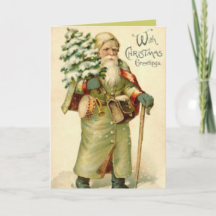 Tarjeta navideña vintage Santa
