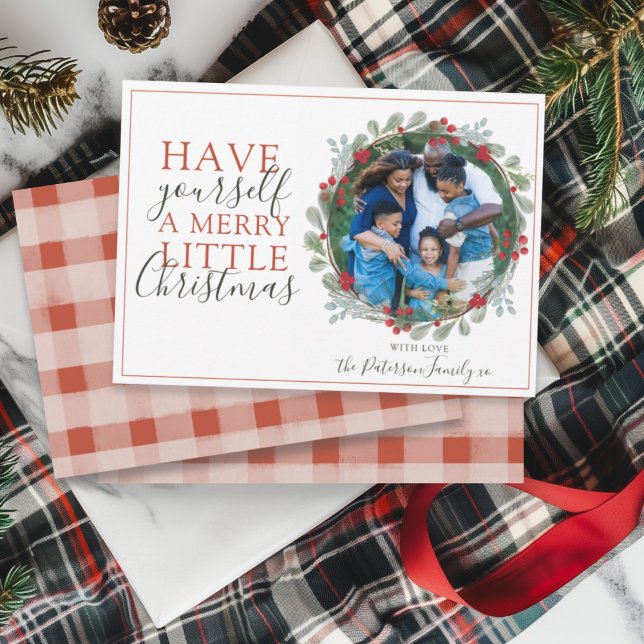 Tarjeta navideña Watercolor Wreath 1 Photo Navidad (Subido por el creador)