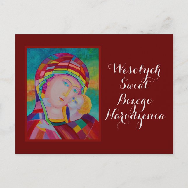 Tarjeta navideña Wesołych Świąt en polaco (Anverso)