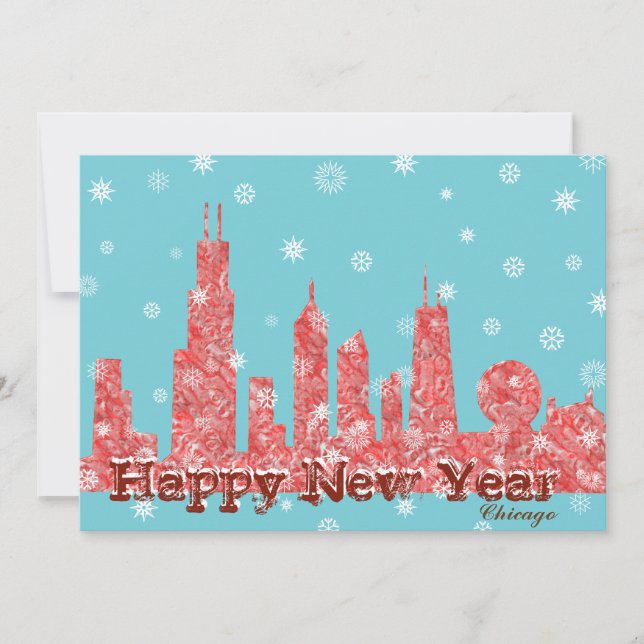 Tarjeta navideña WInter Chicago Skyline (Anverso)