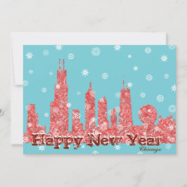 Tarjeta navideña WInter Chicago Skyline