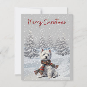 Tarjeta navideña Winter Westie Merry