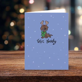 Tarjeta navidog de navidad feliz con reno Dachshun