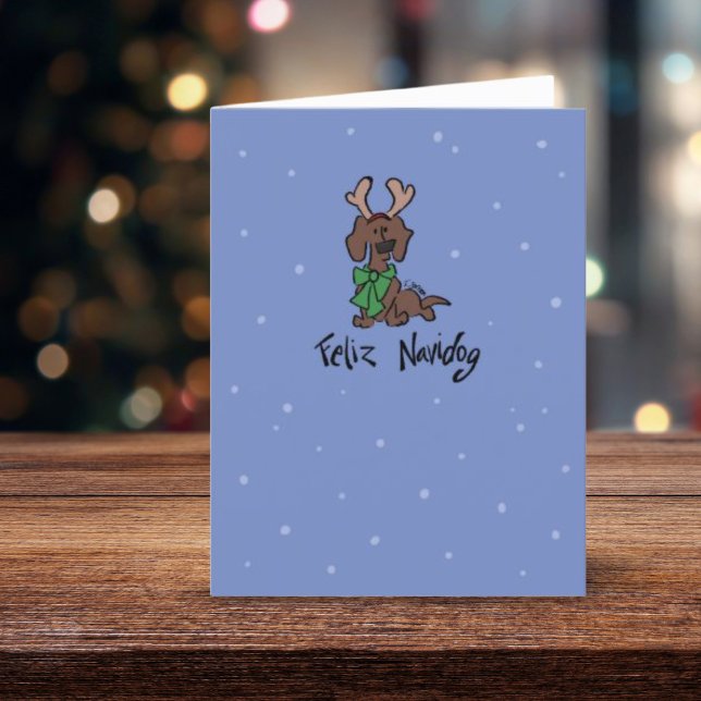 Tarjeta navidog de navidad feliz con reno Dachshun (Subido por el creador)