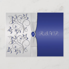Tarjeta Navy and Silver R.S.V.P.