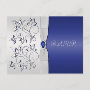 Tarjeta Navy and Silver R.S.V.P.