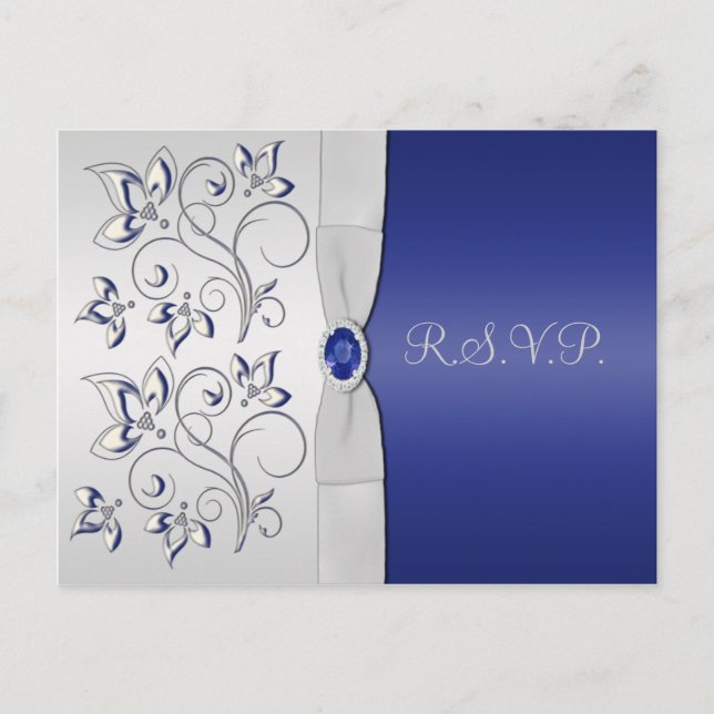 Tarjeta Navy and Silver R.S.V.P. (Anverso)