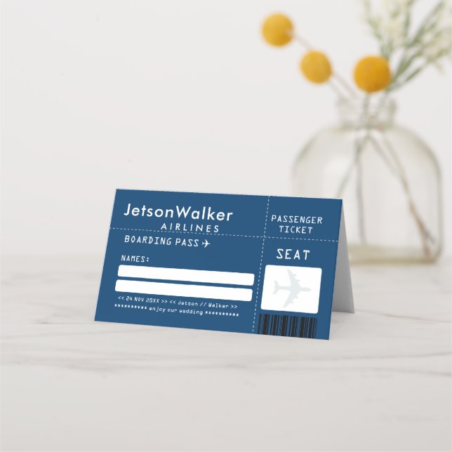 Tarjeta Navy Blue Airline Ticket Escort Place (Anverso)