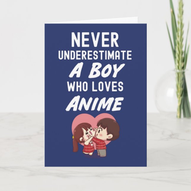 Tarjeta Navy Blue Anime Cards For Boys Kids Kaiwaii Otaku (Anverso)