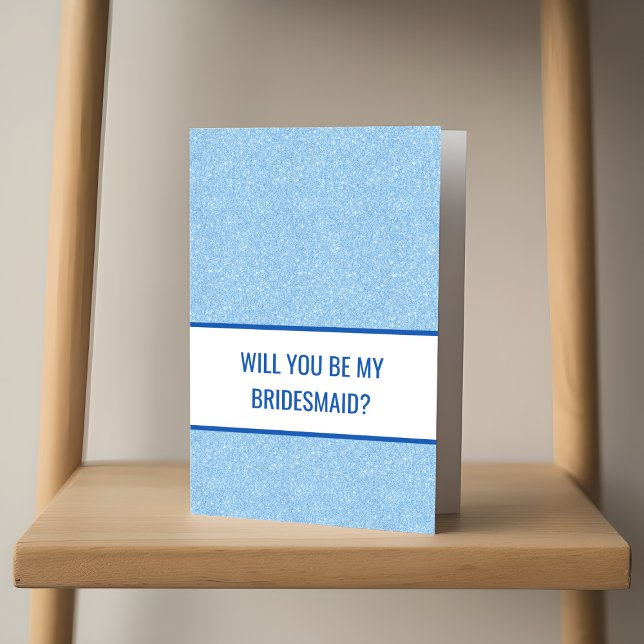 Tarjeta Navy + Blue Faux Glitter Wedding Party Proposal (Subido por el creador)