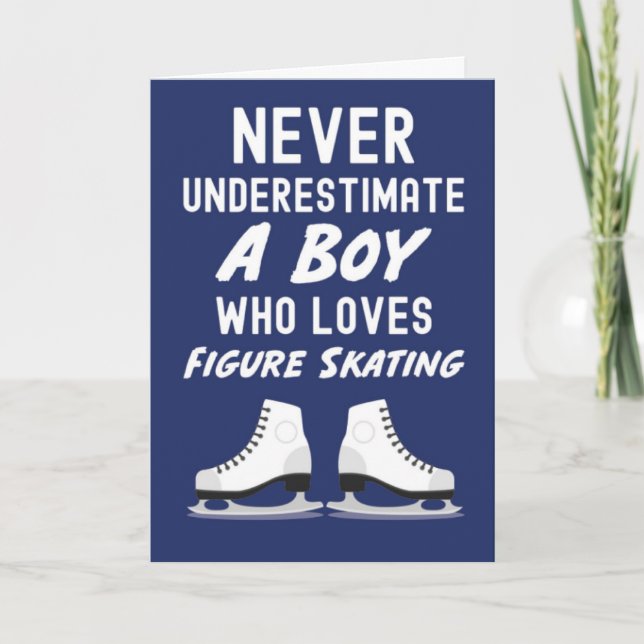 Tarjeta Navy Blue Figure Skating Cards For Baby Boys Kids (Anverso)
