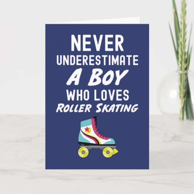 Tarjeta Navy Blue Roller Skating Cards For Baby Boys Kids (Anverso)